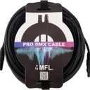 MFL. 50 ft Flexible DMX Cable 22AWG 3 Pin Signal (XLR Compatible) Male to Female Wire for Stage Lighting DJ Lights, 110 Ohms Impedance, Black, Pack of 1