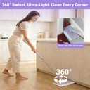 Hands Free Flat Mop One Click, Snap Grip Mini Mop, Cloth Changing Mini Mopa for Dry & Wet Pads, Automatic Gripping with Sweeping & Mopping, Long Handle Dust Mop for Hardwood Tile Small Space (Purple)