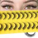 Natural Lashes 14mm Short False Eyelashes Natural Look Fox Eye Faux Mink Lashes Wispy Strip Lashes Cat Eye Lashes Thin Band Fake Lashes 10 Pairs Pack Soft