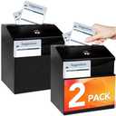 Suggestion Box with Slot and Lock 2 Pcs Metal 8.4*5.8*7.0 inch Built-In Storage Compartment 100 Suggestion Cards Tip Jar Ballot Voting Prayer Comment Teacher Mailbox Booth Classroom Restaurant