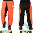 Chainsaw Chaps Apron Wrap, 8 Layers Chainsaw Pants with Adjustable Belt & Gear Pocket for Loggers Workers, Class C (Medium, Orange)