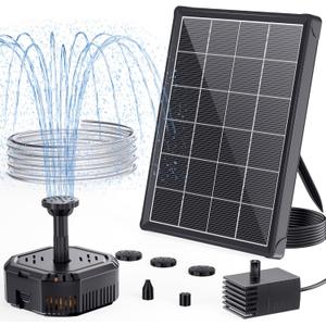 POPOSOAP Solar Pond Filter with Fountain Pump, 4W Solar Fountain Pump with Pond Filter Kit, Solar Water Pump with Nozzles & PVC Tubing for Bird Bath, Water Garden, Fish Tank & Backyard Decor P3035