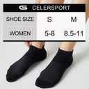 CS CELERSPORT 5 Pairs Women's Ankle Running Socks Cushioned Athletic Sport Socks with Tab (Black, S)