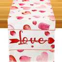 Valentine's Day Table Runner, 13x72 Inch Red and Pink Hearts Pattern Valentine Tablecloth Seasonal Table Cover for Anniversary Party Home Kitchen Decoration