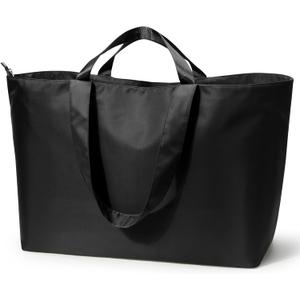 KALIDI 60L Extra Large Duffle Bag, Beach Tote Zipper Utility Oversized Weekender Carrier Travel Shopping Reusable Grocery Bag (All Black)