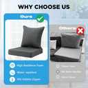 Outdoor Deep Seat & Back Cushion Set (2-Pack), 24 x 24 Inch Water Repellent and Fade Resistant Patio Furniture with Removable Cover for Outside Sofa Couch, Charcoal