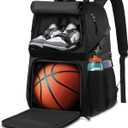 Basketball Bag Backpack with Ball Holder Shoes Compartment, Large Basketball Accessories Sports Bag (Black)