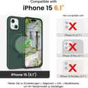 Soft Liquid Silicone Case for iPhone 15 with Magnetic Invisible Stand, Military Grade Shockproof Protection, Anti-Scratch Microfiber Lining Covers for iPhone 15, Pine Green