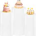 3PCS Metal Cylinder Pedestal Stands for Party White Round Dessert Tables Pedestal Display Plinth Pillars for Birthday Wedding Baby Shower Art DecorSmall