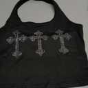 Floerns Women's Rhinestone Cross Pattern Sleeveless Halter Neck Y2k Tank Top