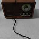 LoopTone USB SD Multifunction AM FM Vintage Radio with Bluetooth Speaker,Retro Wood Table Radio for Kitchen Living Room with Rotary Knob Brown