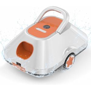 Cordless Robotic Pool Cleaner, Automatic Pool Cleaner,Pool Vacuum for Above Ground & Inground Pools,Up to 210-Min Runtime,Auto-Parking,Coverage up to 2200 Sq.Ft,White Orange