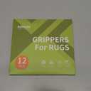 Rabenda 12 Pcs Rug Tape, Non Slip Rug Pads Grippers for Hardwood Floors and Tiles, Reusable Carpet Tape for Area Rugs, Double-Sided Adhesive Rug Stickers Keep Corners Flat (Black)