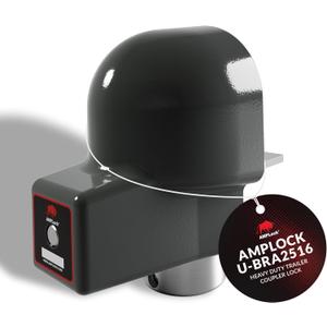 AMPLock - U-BRA2516 Heavy Duty Trailer Coupler Lock, 2 5/16" Trailer Hitch Lock for RV, Trailer Ball Lock, Anti-Theft Coupler Ball Lock, Round Edge Collar Lock Design, Push-to-Lock Security System