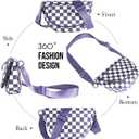MEISEY Checkered Crossbody Messenger Bag, Black and White Pattern, Adjustable Shoulder Strap