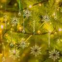 50 Pcs Christmas Tree Ornaments Hanging Acrylic Snowflake Icicle Ornaments Clear Teardrop Pendants 5 Styles for Xmas Party Decorations