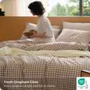 Bedsure Gingham Duvet Cover King, 100% Washed Cotton Duvet Cover LinenLike, PureWoven with Reversible YarnDyed Design & DoubleStitch Craft, 3-Piece with Zipper, Gingham Light Brown, 104"x90"