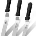 Anaeat Icing Spatulas, Set of 3 Professional Cake Angled Offset Spatula with 4", 6", 8" Stainless Steel Blades - Thickened Frosting Knife with Plastic Handle for Cake Decorating, Pastry & Baking