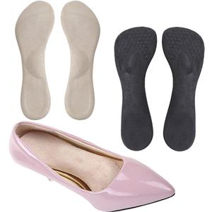 High Heel Inserts Women, Adhesive Velvety Cushioning Insoles for High Heels Anti-Slip,  Gel Cushion Shoe Insoles Pain Relief, Arch Support Shoe Inserts High Arch Flat Feet, 2 Pairs, Beige+Black (5-8 US size)