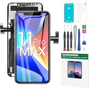 iPhone 11 Pro Max Screen Replacement Kit 6.5'' LCD Display 3D Touch Full HD Digitizer Full Assembly Repair Kits Waterproof Frame Sticker+Screen Protector not for Model 11 and 11 Pro