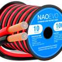 NAOEVO 10 Gauge Wire 100FT, 2 Conductors Electrical Wire Red Black Cable, Flexible/Low Voltage/PVC 10 AWG Copper Clad Aluminum Extension Cord for Speaker, LED Strips, Automotive 12V/24V DC