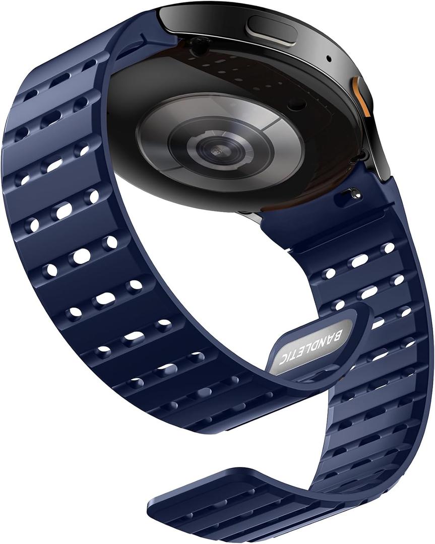 Bandletic Magnetic Silicone Band Compatible with Samsung Galaxy Watch 7 6 5 4 FE 40mm 44mm/for Galaxy Watch 6 4 Classic 43mm 47mm 42mm 46mm/Watch 5 Pro 45mm, 20mm No Gap Sport Strap for Men Women Navy Blue