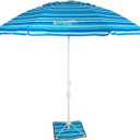 Tommy Bahama ANCHORX Adjustable Beach Umbrella Base System with Sand Anchor and Carrying Bag, SPF 50+ Protection Portable Outdoor Market Umbrella (7-Feet, Blue Stripe)