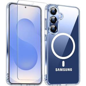 PITCHESSY for Samsung Galaxy S25 Plus Case with Screen Protector,[Compatible with Magsafe] Military-Grade Protection,Magnetic Phone Case for Samsung Galaxy S25 Plus,Clear