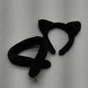 JIALWEN Black Cat Costumes Set Cat Ears Headband with Tail  Halloween Party Cosplay Dress Up Accessories for Adults Women Girls