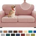 XINEAGE New 3 Pieces Couch Covers for 2 Cushion Sofa Super Stretch Loveseat Slipcover Pet Dog Universal Slip Cover Anti Slip Love Seat Furniture Protector (Dusty Pink, 55"-69")