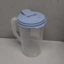 Sterilite, Pitcher, 2 Quart Round Pitcher, Clear Plastic, Flip-top Spout, Light Blue, plastic, 2 quart, useful for everyday beverage storage.