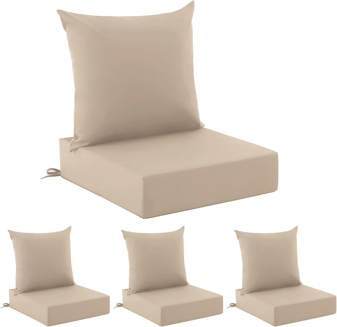 Outdoor Chair Cushions, Waterproof & Fade Resistant Patio Cushions, 24*24+5.75/25*22.5"