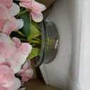 Hollyone Hydrangea Artificial Flowers with Glass Vase Pink Silk Faux Flowers Arrangements with Clear Faux Water Fake Floral Bulk Bouquet for Home Decor Table Centerpiece Decorations
