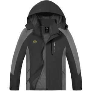 TEZO Mens Rain Jacket Waterproof with Hooded Hiking Coat Lightweight Windbreaker, Medium