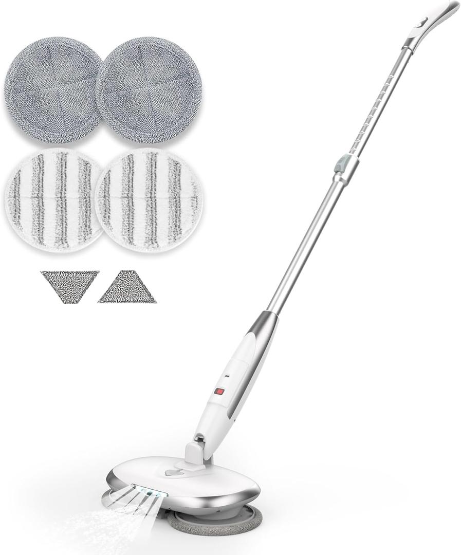 GOBOT Electric Mop for Floor Cleaning, Cordless Spray Mop with 280ML Water Tank and Headlight, Dual Spainning Mops, Use for Hardwood Tile Laminate Marble Floors Cleaning