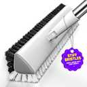 Grout Brush with Long Heavy Duty Handle, 180 Swivel Floor Scrub Brush, V-Shaped Grout Line Scrubber with Stiff Bristles, Cleaning Brush for Deep Cleaning Tile Grout, Shower, Kitchen, and Concrete