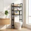 Renyqatt Over the Toilet Storage, 3-Tier Bathroom Organizer, Freestanding Above Toilet Shelf with Adjustable Feet, Space Saving, Easy Assembly, Carbon Steel Shelf, 61" H, Black