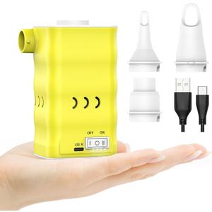 Air Mattress Pump: Rechargeable 6000mAh Portable Battery Air Pump, Quick-Fill Electric Air Inflator Deflator for Outdoor Camping Inflatable Bed Pool Boat Float Raft Swimming Rings Vacuum Bag (Yellow)