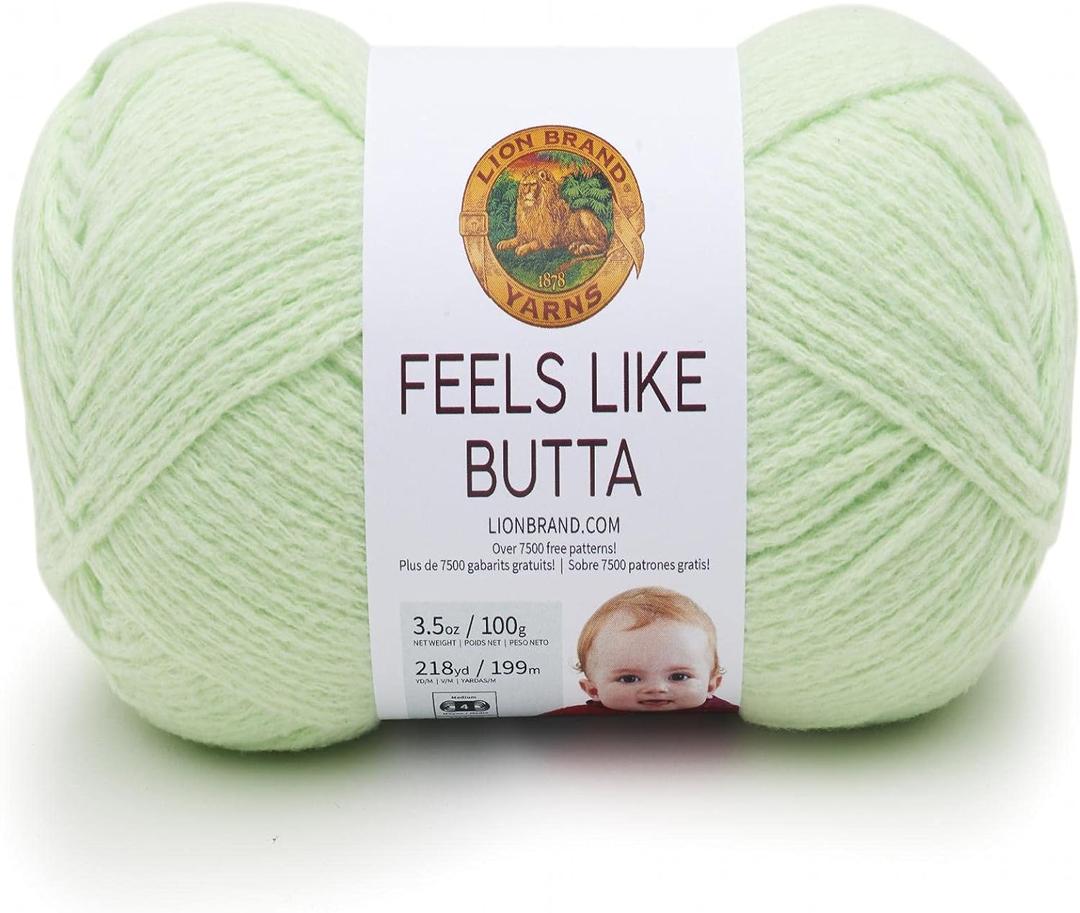 Lion Brand Yarn Feels Like Butta Soft Yarn for Crocheting and Knitting, Velvety, 1-Pack, Mint