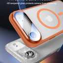 VOFATA [Upgraded Full Camera Protection] for iPhone Air Case with Camera Cover Stand [Fit for MagSafe][10FT Mil-Grade Protection] Translucent Magnetic Phone Cover for iPhone 17 Air Case, Orange