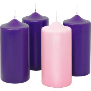 Pillar Advent Candle Set of 4 - Advent Pillar Candles - Made in The USA - Advent Candles for Advent Wreaths and Advent Rings Candle Holder- Premium Hand Dipped Drip-Less Candles
