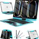 Wireless Keyboard Case for iPad Pro 13" (M5/M4, 2025/2024), Transparent Protective Cover with 7-Color Backlit Keyboard, 360 Rotating Stand, Multi-Touch Trackpad and Pencil Holder, Blue