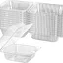 Axe Sickle 150 Count Clear Plastic Hinged Take Out Containers Clamshell Takeout Tray Food Clamshell Containers Outside Diameter for Dessert, Snacksetc, Cakes Slice, Cookies, Salads