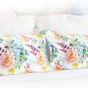 MANSPHIL Pink Blue Floral Silk Pillowcase King, Reversible Satin Pillow Cases for Hair and Skin Envelope Closure, 22 Momme 6A Grade 100% Silk, 20"x36"
