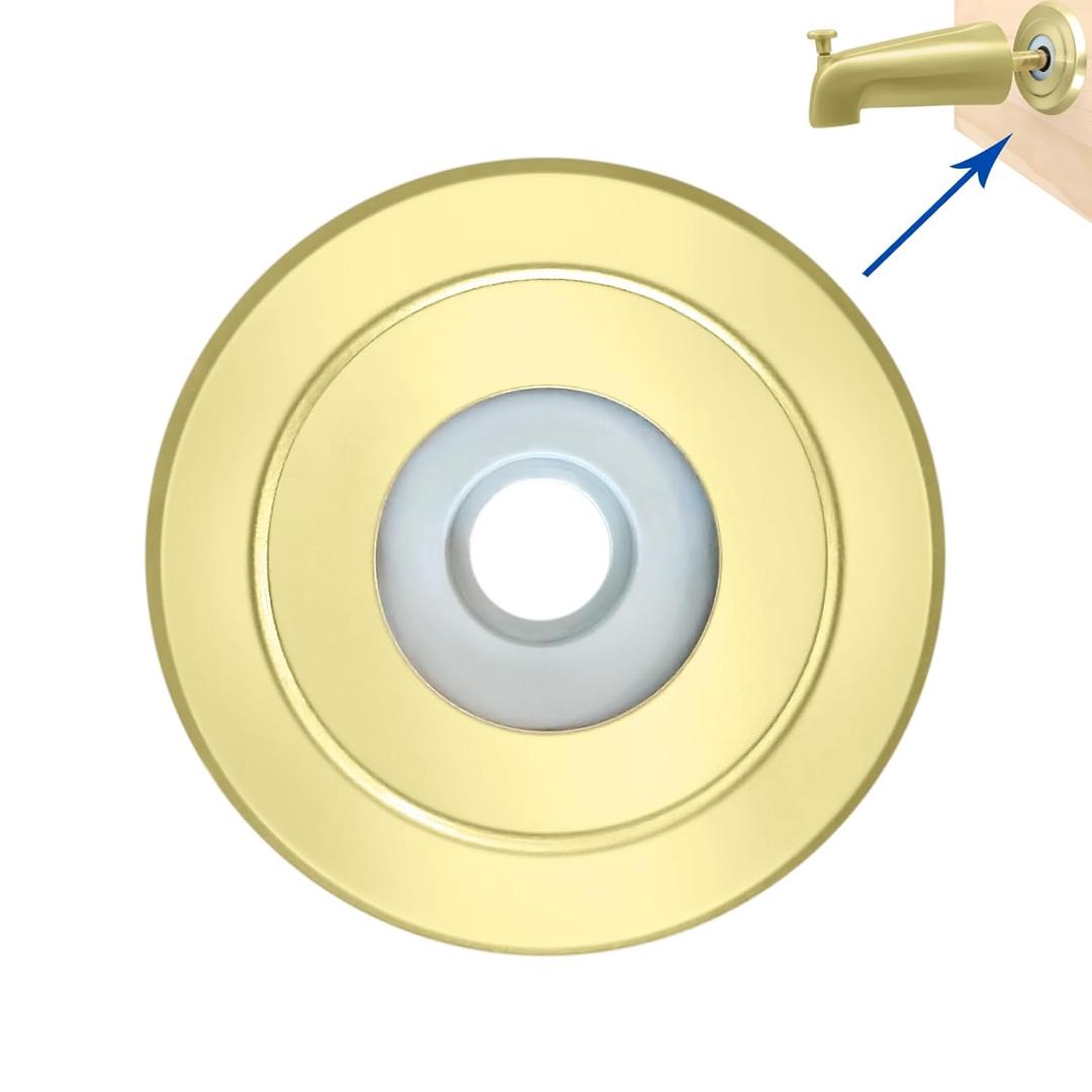1/4" Spacer for Tub Spout, Flange Trim Ring for Bath Faucet, Eschutcheon Cover Plate for Spigot with Split PVC Blocking Water, Shower Pipe Remodeling Sealer (304SUS-Gold)