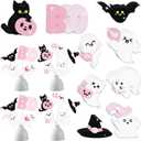 Geyee 36 Pcs Halloween Tables Centerpieces Sticks Ghost Decorations Banner Boo Cake Topper Spooky Decorations Pink and Black Halloween Centerpieces for Table Birthday Baby Shower Party Supplies