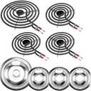 W10196405 W10196406 Electric Stove Burner Drip Pans & MP22YA Electric Range Burner Element Unit Set by Cenipar-Compatible with Whirl-pool Ken-more Ama-na Range Oven/Stove