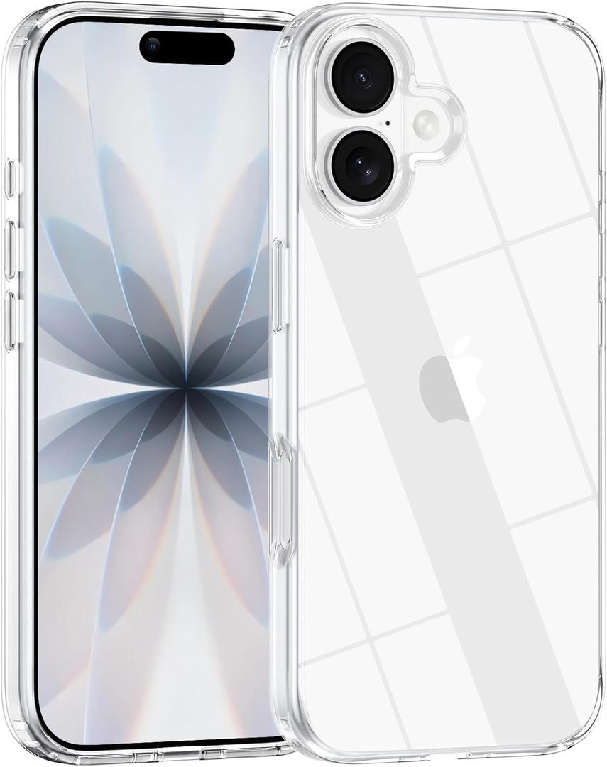 Crystal Clear for iPhone 17 case,[Anti-Yellowing][Military-Grade Drop Protection] Hard PC Back +Soft TPU Frame Shockproof case for iPhone 17-6.3 inch (Clear)