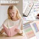 Large Bible Bag with Bible Cover Case for Women, Quilted Church Tote Bag Carrying Case w/Shoulder Strap Bible Study Supplies Journaling Kit Accessories Mothers Day Christian Gift for Women Mom Teacher, Black