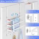 Over The Door Towel Rack, Over Door Towel Racks for Bathroom Door with 5 Hooks, 3 Tier Towel Storage Hanger Holder for Bathroom Accessories, 16 Inch Towel Bar for Hanging Towels, White
